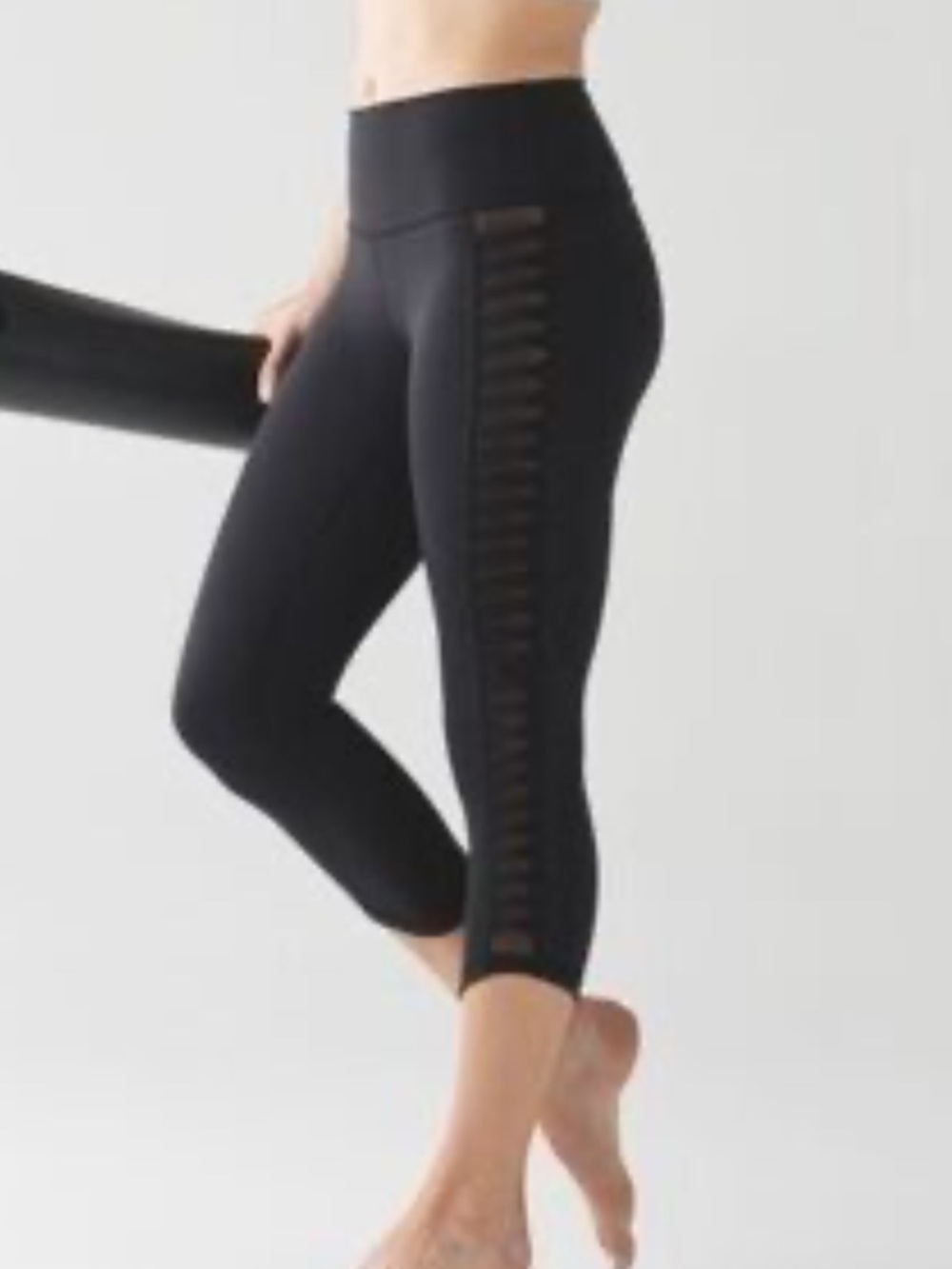 lululemon athletica Black capris Leggings with Side Ladder Panels